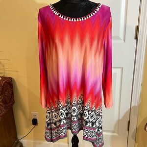 Ruby Rd. Red and Pink Gradient Tunic